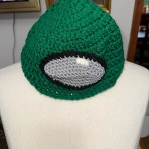 Green Crochet Hand Made Among Us Imposter Hat